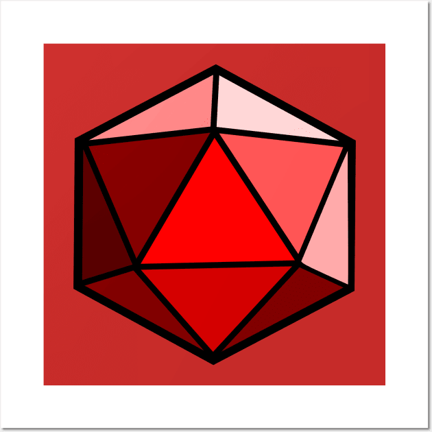 D20 Polyhedral Dice - Red Wall Art by Crew